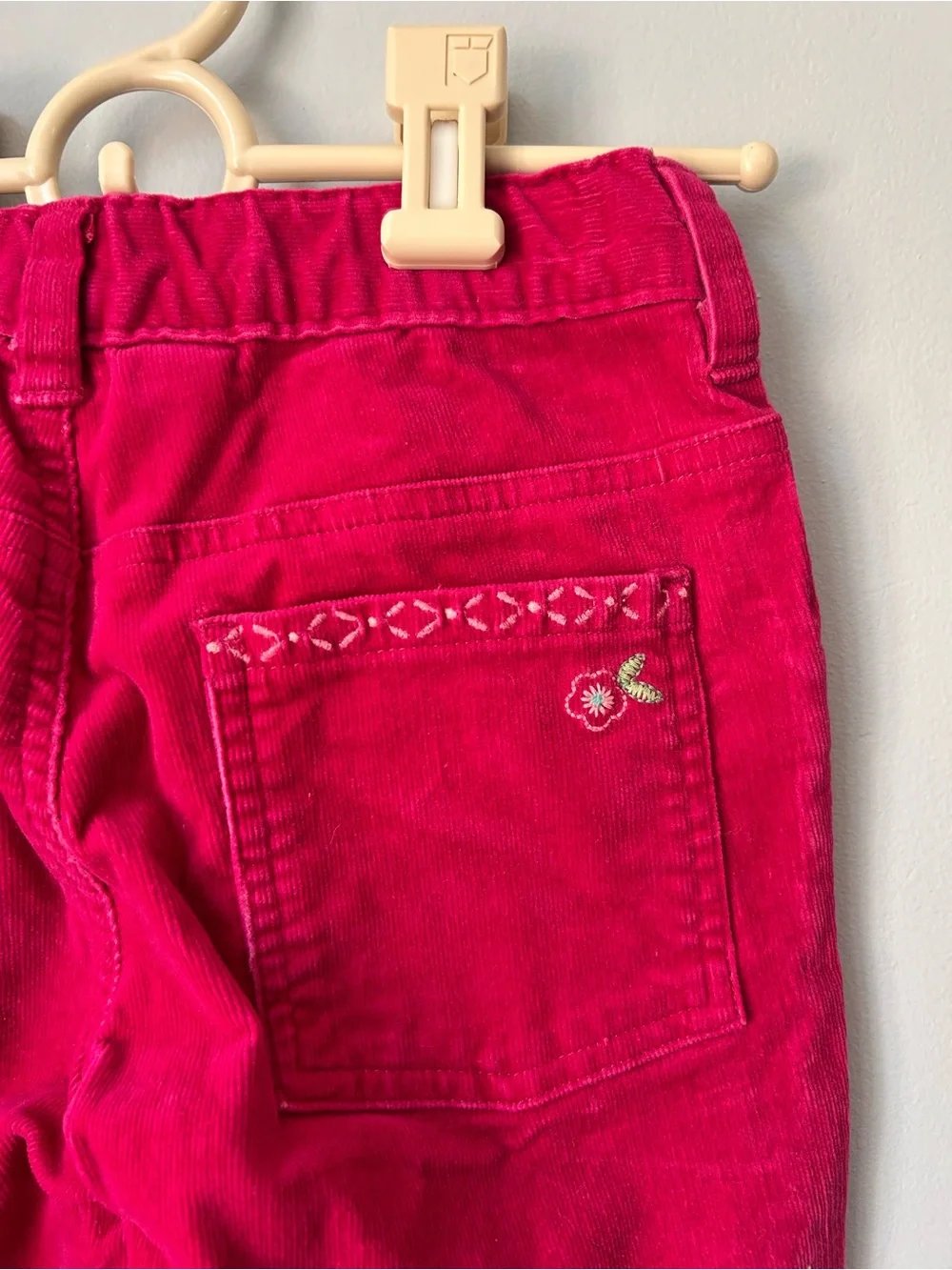 vintage OshKosh B'gosh fuchsia/bright pink corduroy flare embroidered pants 7